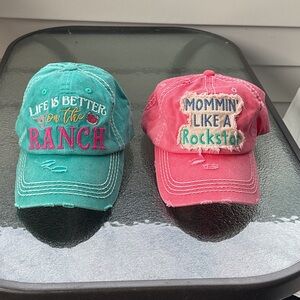 KBETHOS Teal and Pink Distressed Caps